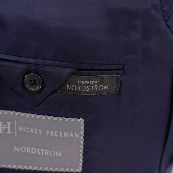 Hickey Freeman Nordstrom‎ Madison Loro Piana Tasmanian Wool Blue Striped 42R - Picture 9 of 16